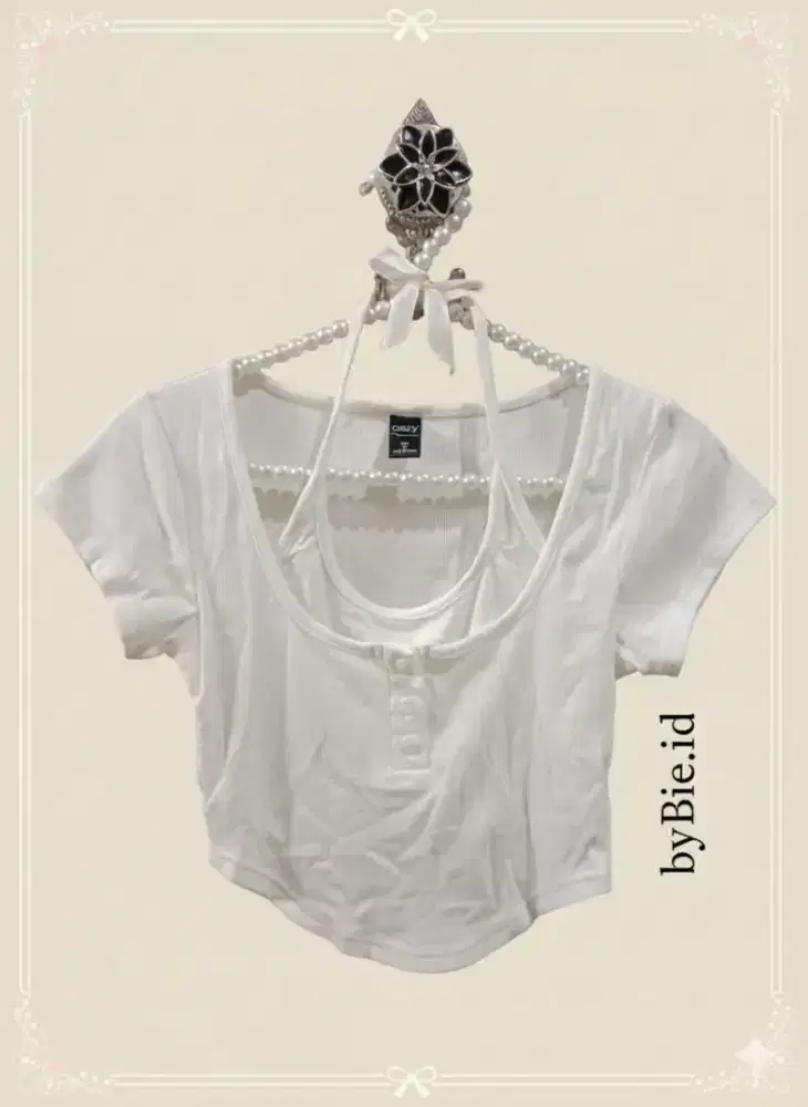 Lace Cap Set Layer Crop Top T-Shirt