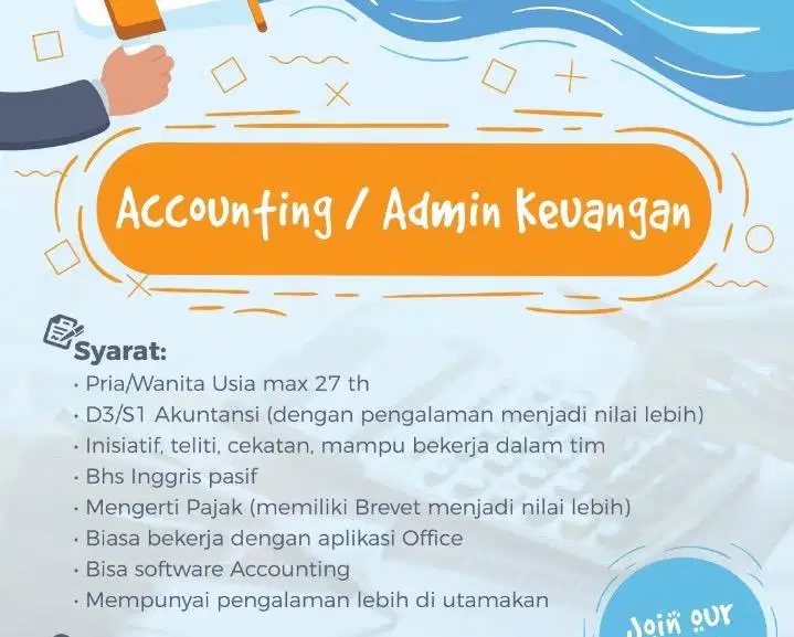 LOWONGAN KERJA POSISI: STAFF KEUANGAN & ADMIN