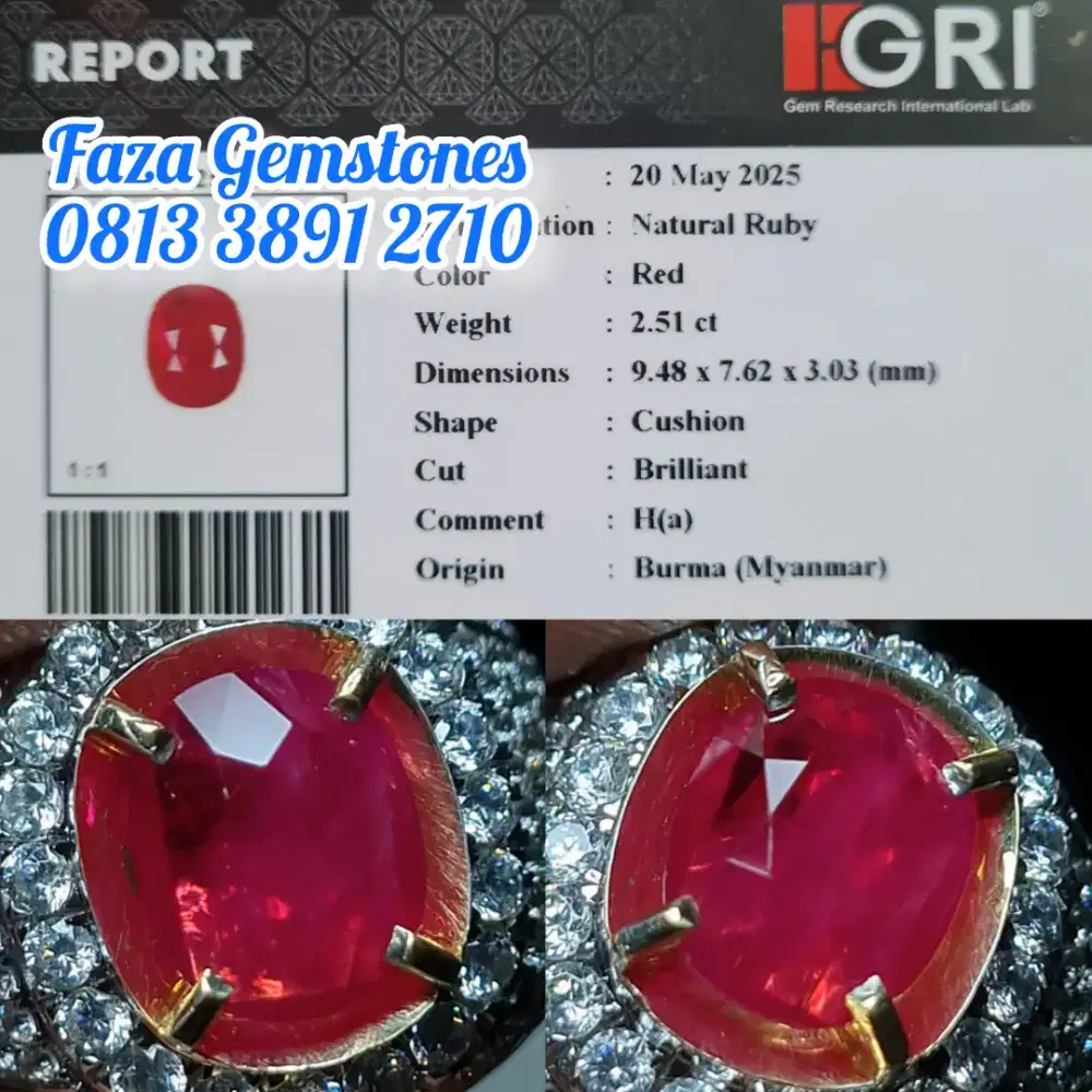 Red Ruby Burma, Meja Lebar, Realnya lebih merah lagi warnanya jaminan
