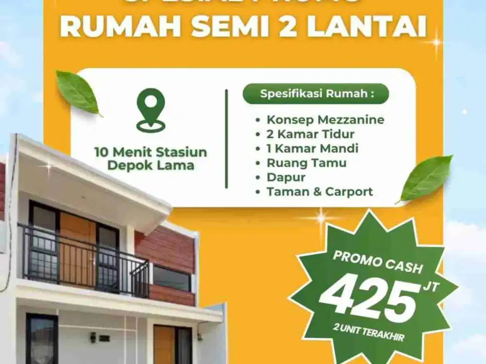[HOT]Dijual Rumah Baru HOOK Murah 2LT Mezzanine Cipayung Dkt Stasiun Depok Depok Kota BAR