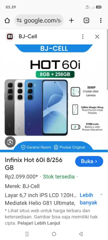 Hp Infinix hot 60i