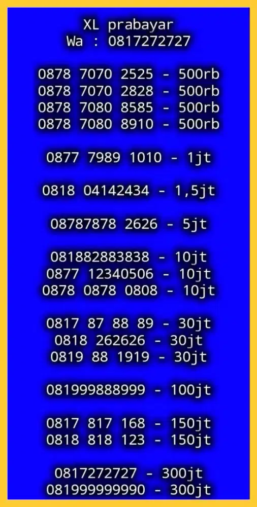 NOMOR CANTIK XL PRABAYAR