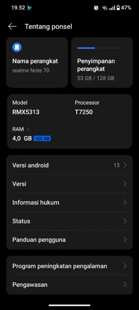 Di jual hp realmi note 70