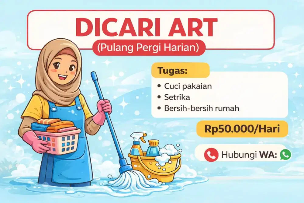 Dibutuhkan ART Pulang Pergi di Kebonwaru Bandung