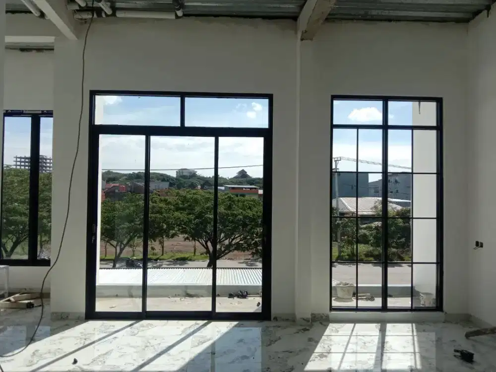 Pintu sekat kaca, jendela upvc, partisi kaca (No dp)
