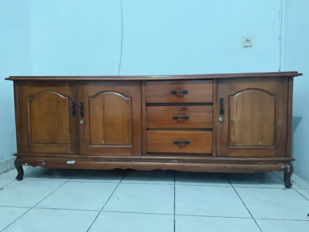 Bufet / Meja TV Kayu Solid Panjang 204 cm – Kokoh & Elegan