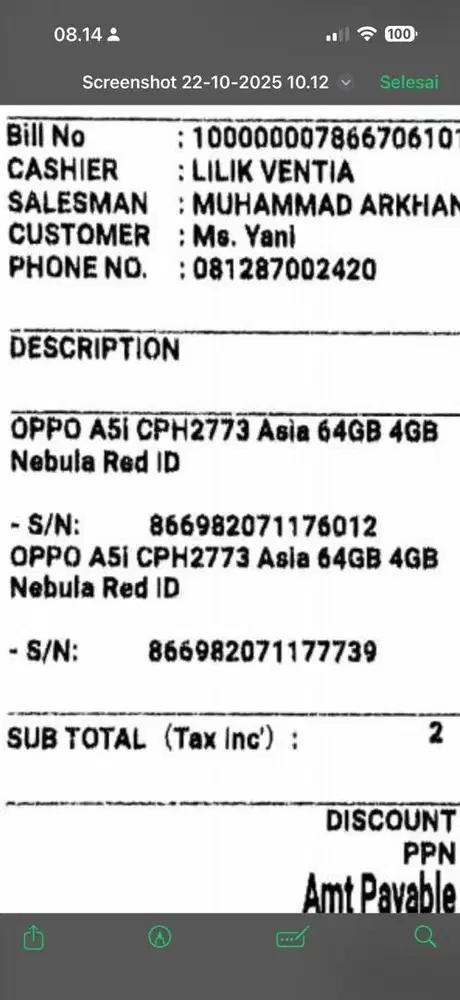 HP OPPO A5i wrna red penyimpanan 64 GB