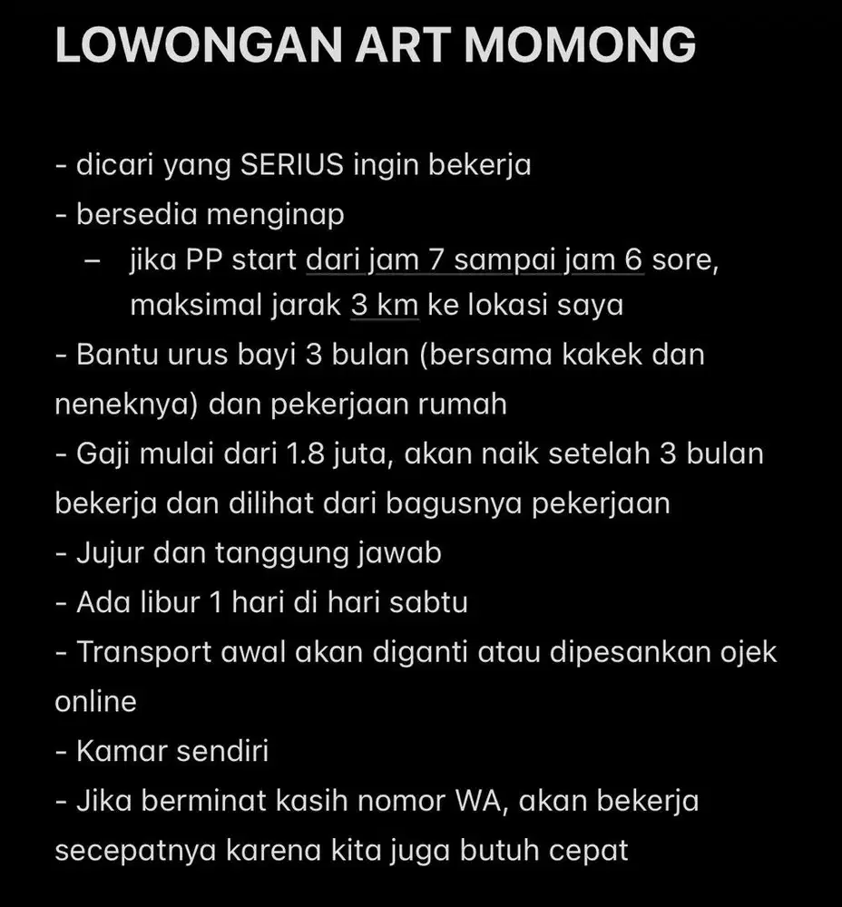 LOWONGAN ART MOMONG