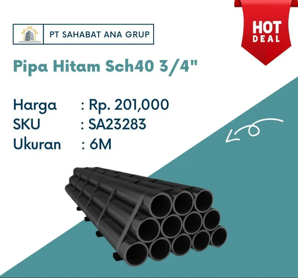 Pipa Hitam Sch40 3/4