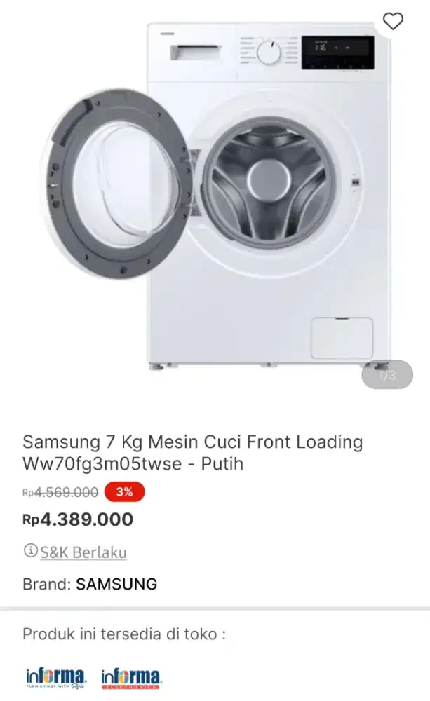 Mesin cuci samsung 7KG seri terbaru