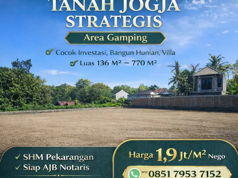 Tanah Jogja Siap AJB Dekat Kampus Umy Gamping SHM Pekarangan