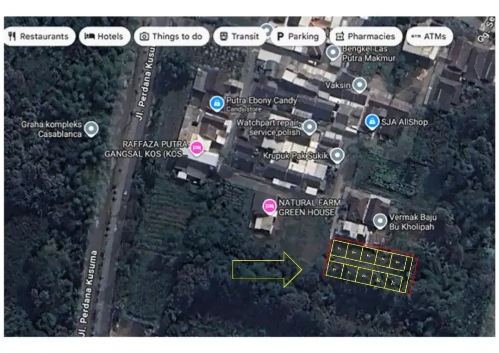 Dijual tanah kavling siap bangun tepi jalan masuk Perum Buring Satelit