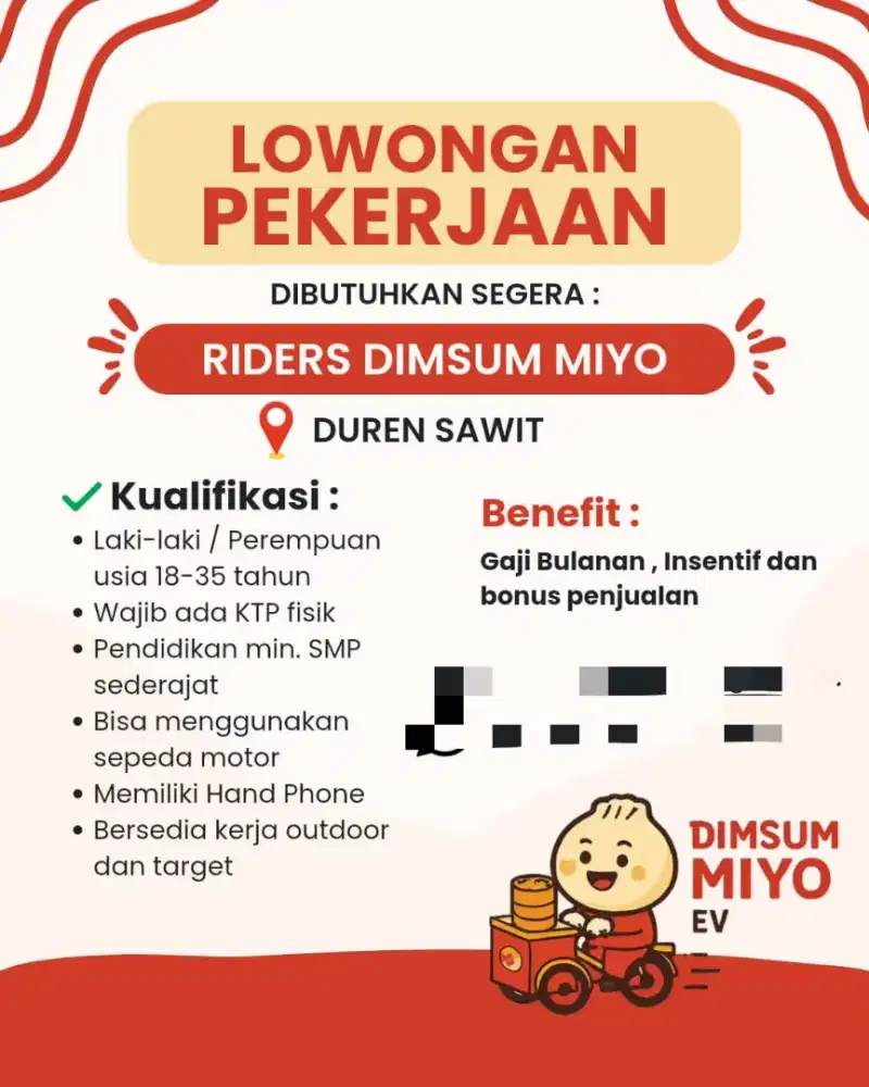 Lowongan Rider dimsum miyo