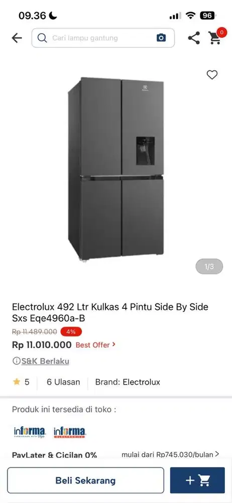 kulkas ready di toko