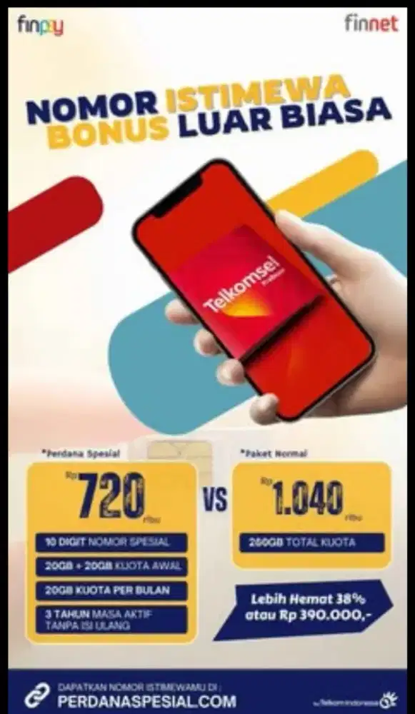 KARTU PERDANA TELKOMSEL MASA AKTIF 3THN QUOTA 260GB