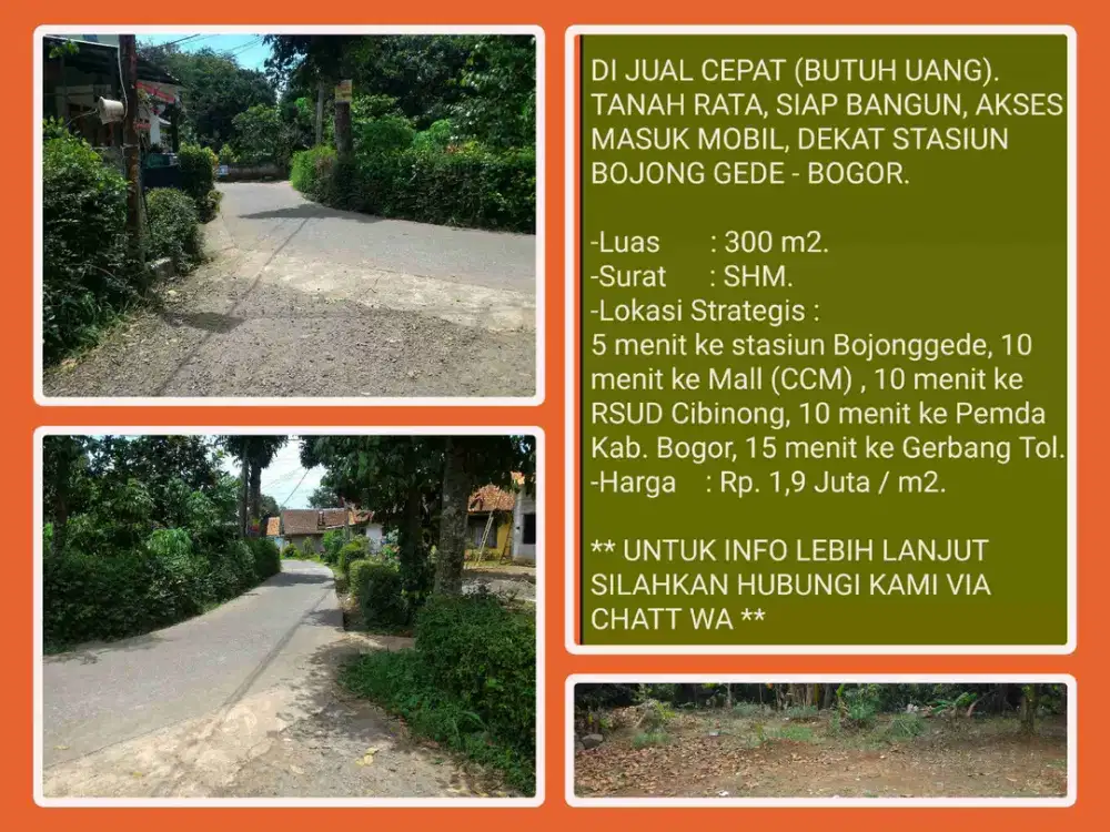 Tanah SHM di Bojonggede-Bogor 300 m² Area Berkembang