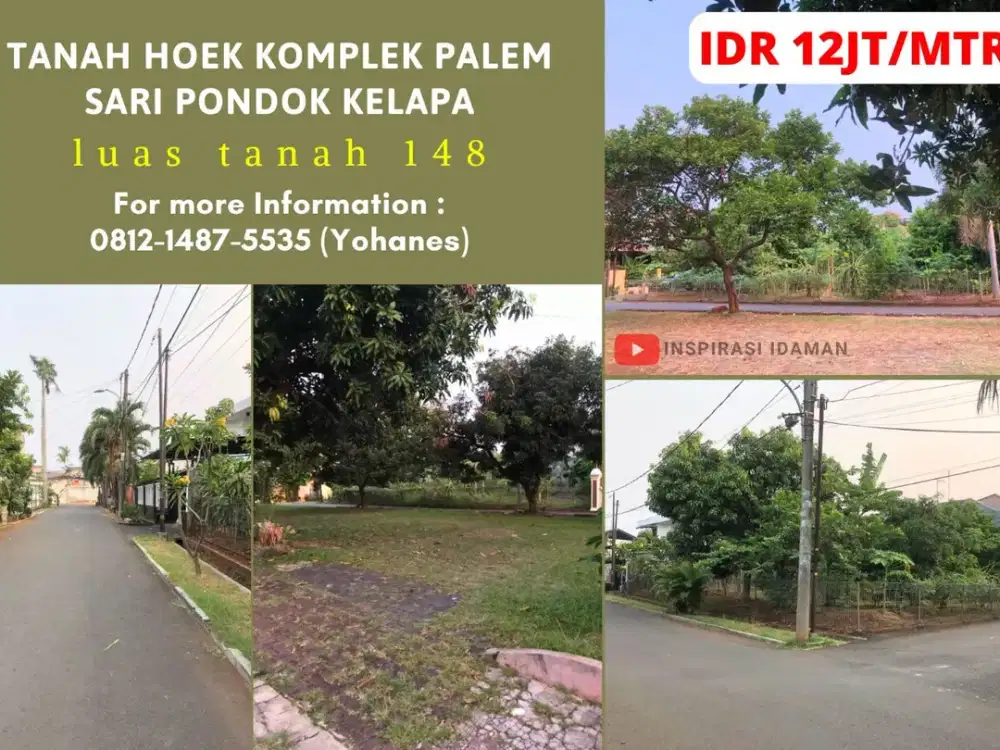 Tanah Hoek Komplek Palem Sari Pondok Kelapa bebas Banjir