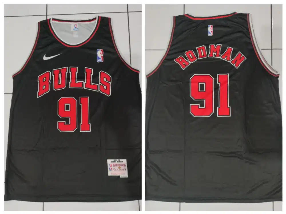 Jersey Hitam Bulls Dennis Rodman #91 Size 4XL
