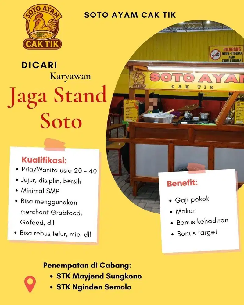 Lowongan JAGA STAND SOTO