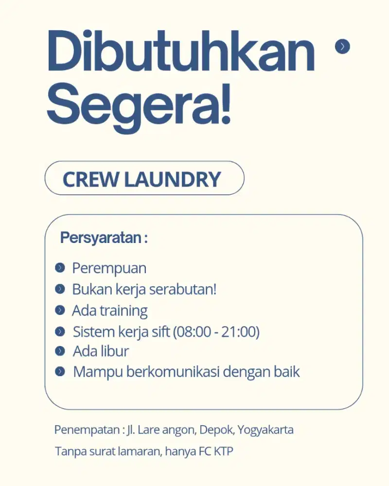 Lowongan kerja laundry