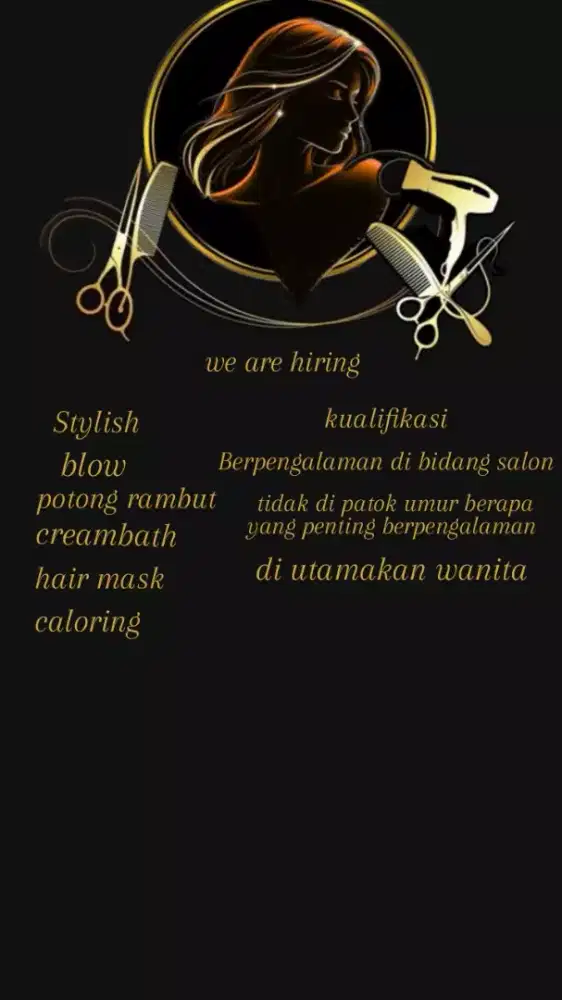 dibutuhkan karyawan salon