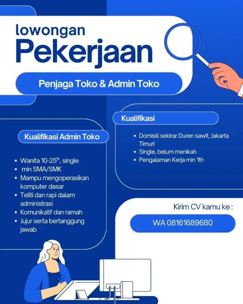 Lowongan admin/ penjaga toko