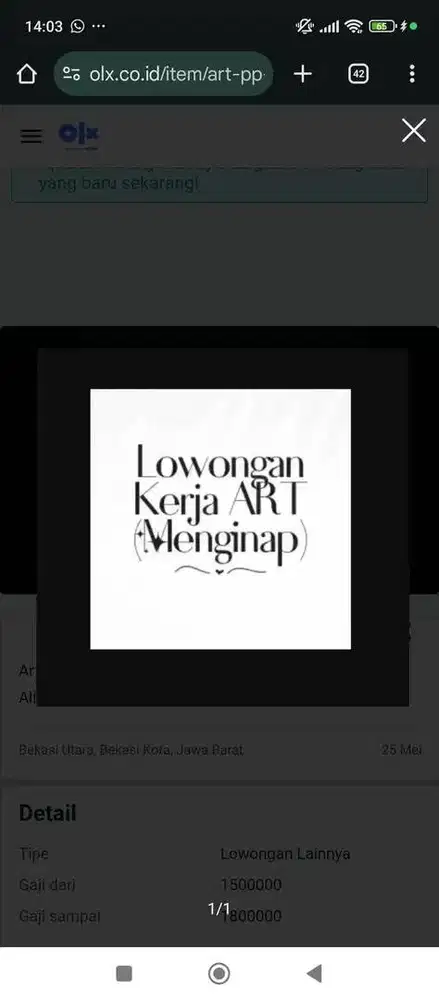 ART Serabutan dan momong (lokasi Alinda, Bekasi utara)