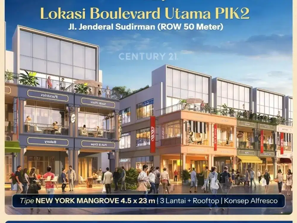 Ruko Marina Bay PIK2 Tipe New York 2 Muka Manggrove Hadap Depan