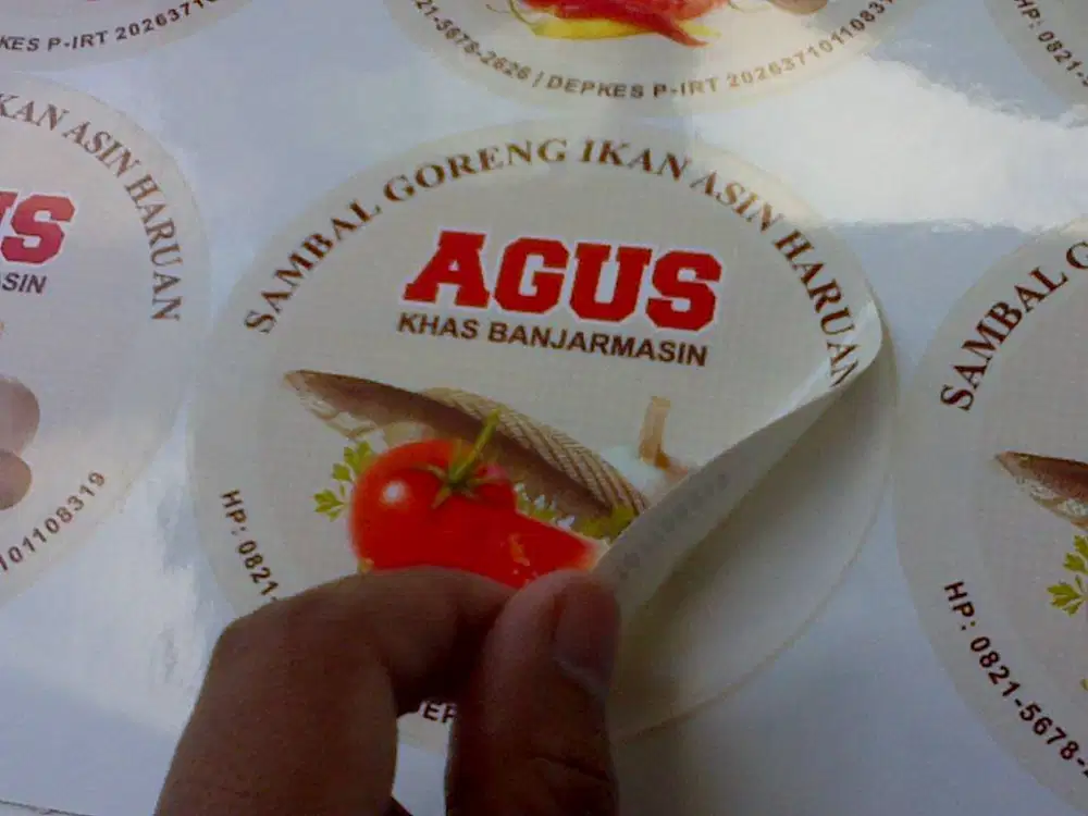 Cutting sticker logo tulisan stiker nama neon box Label Sambel Makanan