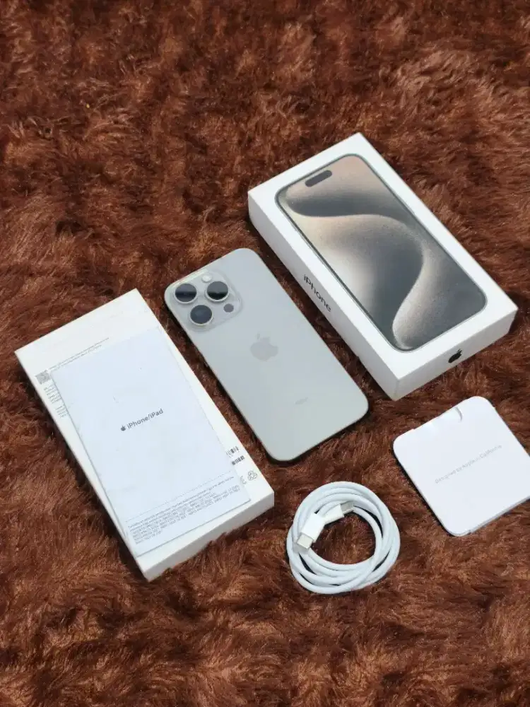 iPhone 15 Pro 128GB iBox Mulus Fullset Original - Natural Titanium