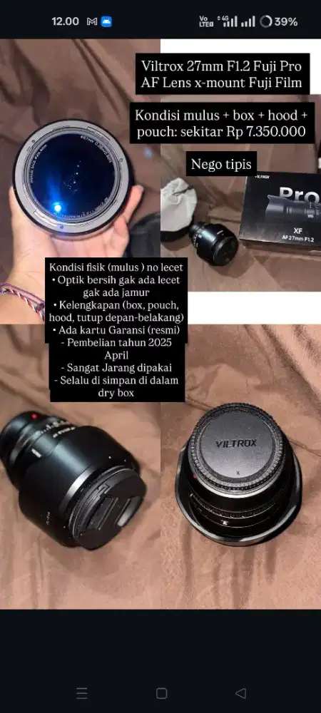 Viltrox 27mm F1.2 Fuji Pro AF Lens x-mount Fuji Film