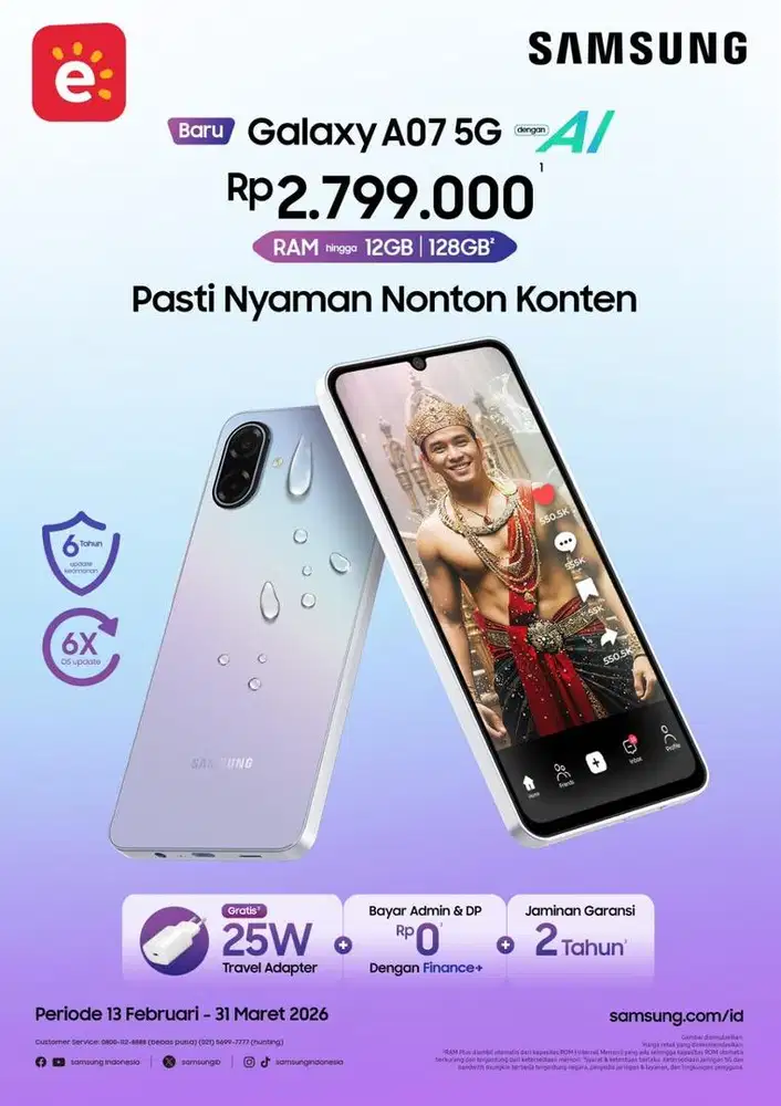 Neww Samsung Galaxy A07 5G dengan peforma mantap bisa kredit tanpa dp