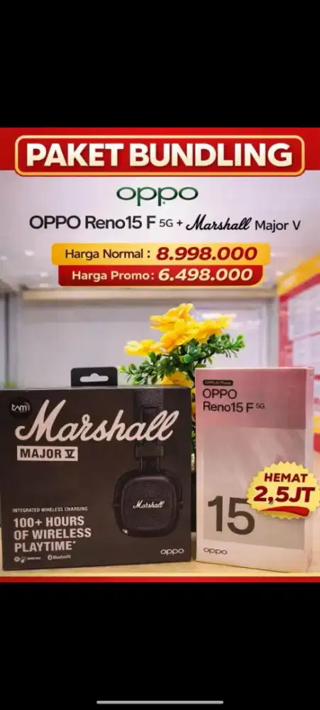 PROMO TEBUS MURAH OPPO RENO 15F + MARSHALL