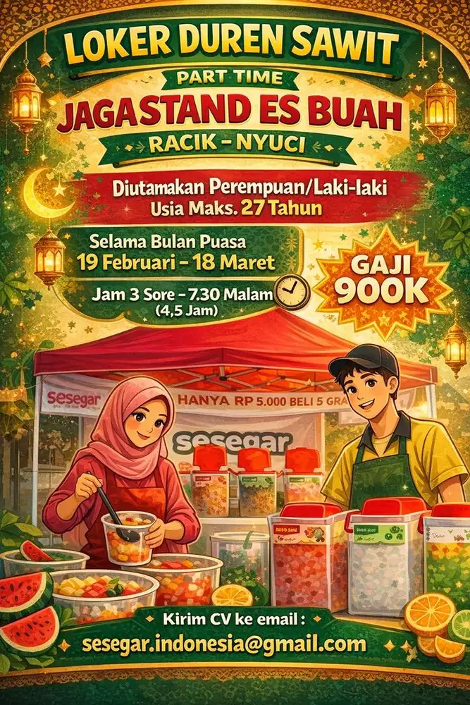 Loker Lowongan kerja Jaga Stand Es Buah