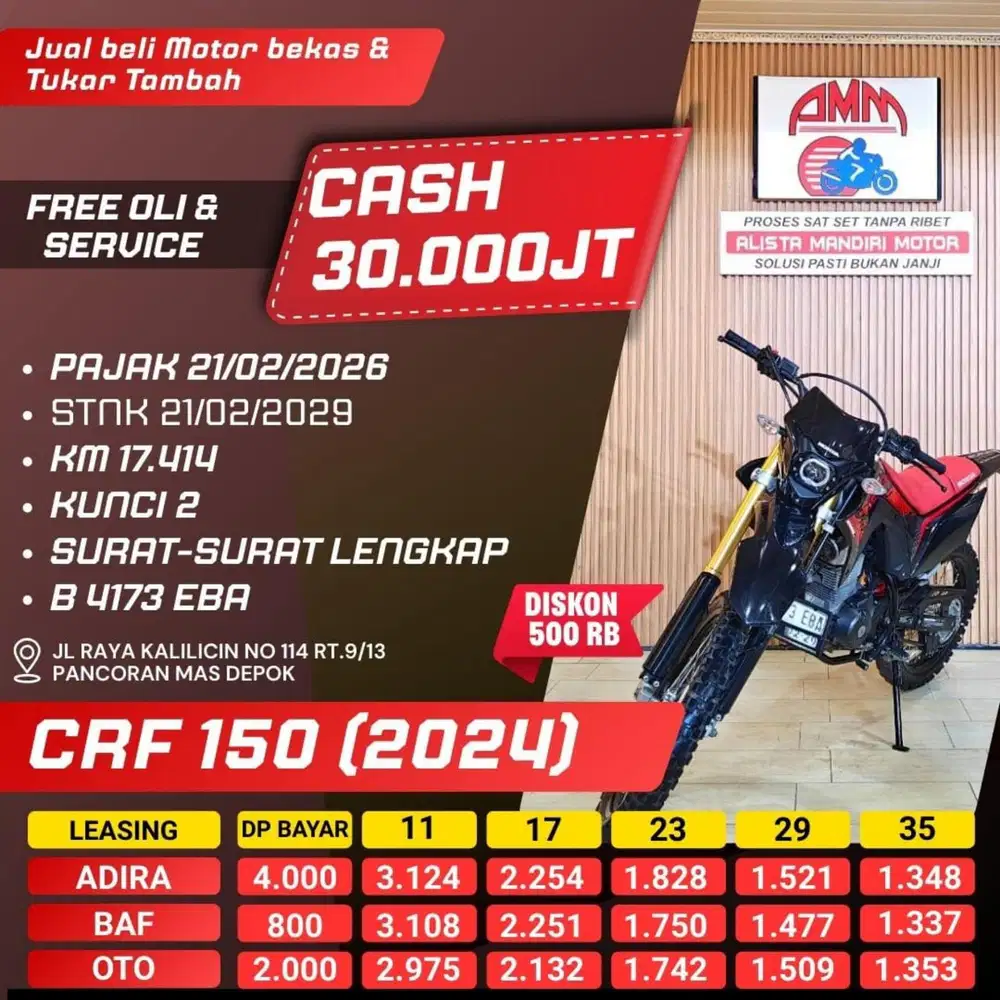 CRF 150 2024. ISTIMEWA SMART NEGO. BISA KREDIVO PAYLATER DLL