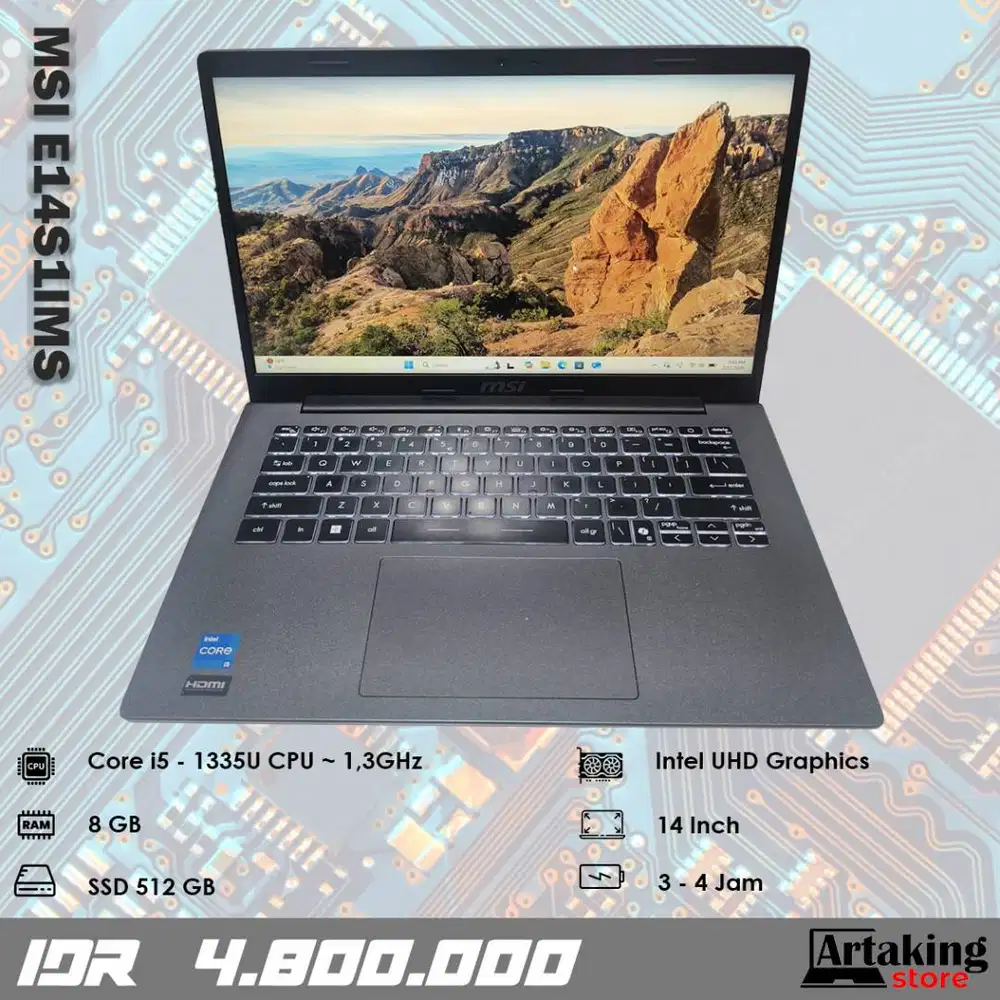 MSI E14S1IMS - Core i5 - Gen 13 th - Ram 8 GB - SSD 512 GB