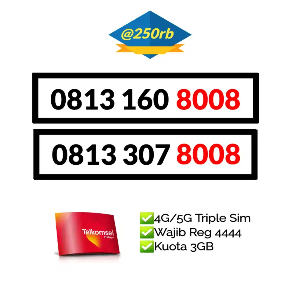 Nomor Cantik Spesial 11 Digit Telkomsel ekor 8008