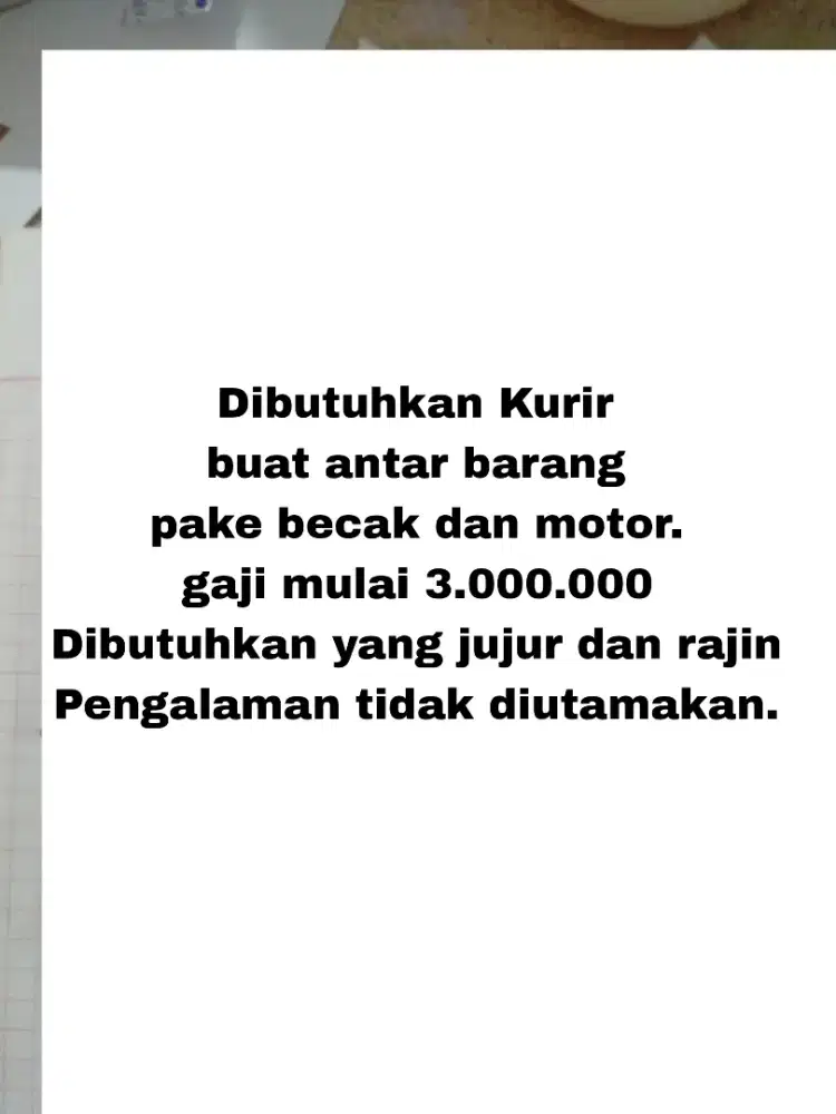 Dibutuhkan Kurir antar barang