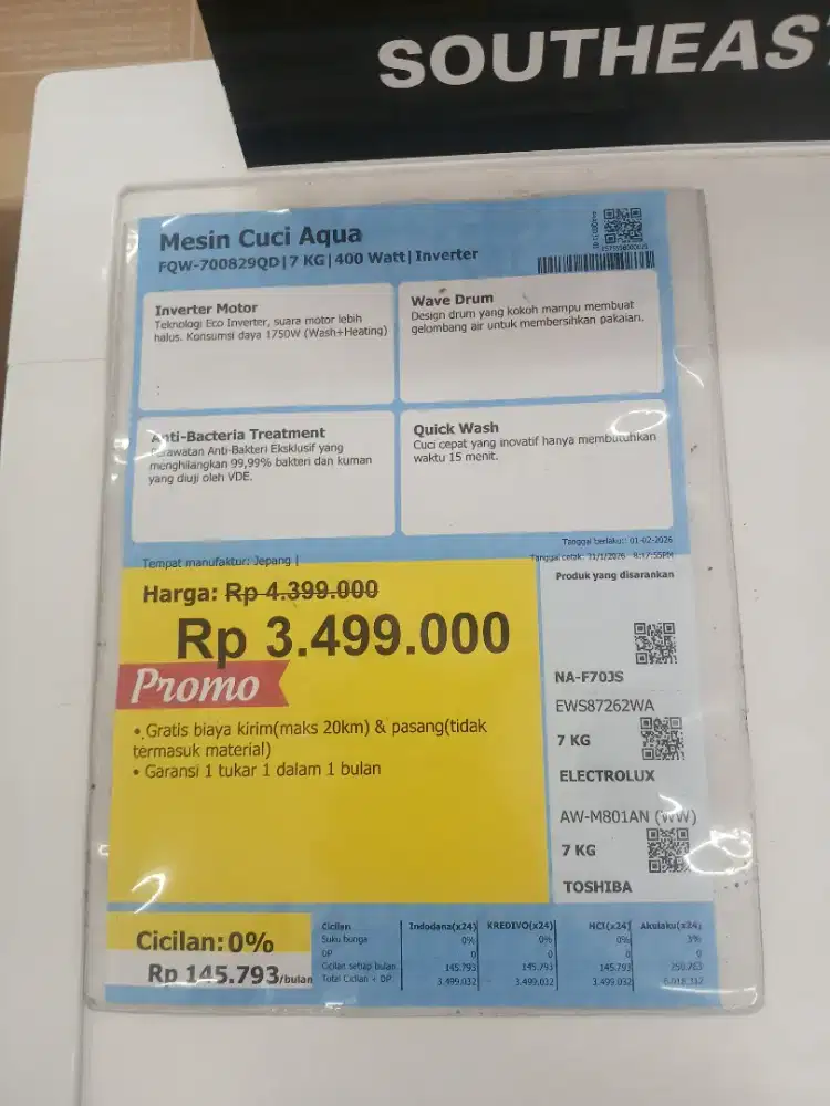 Mesin cuci front loding aqua