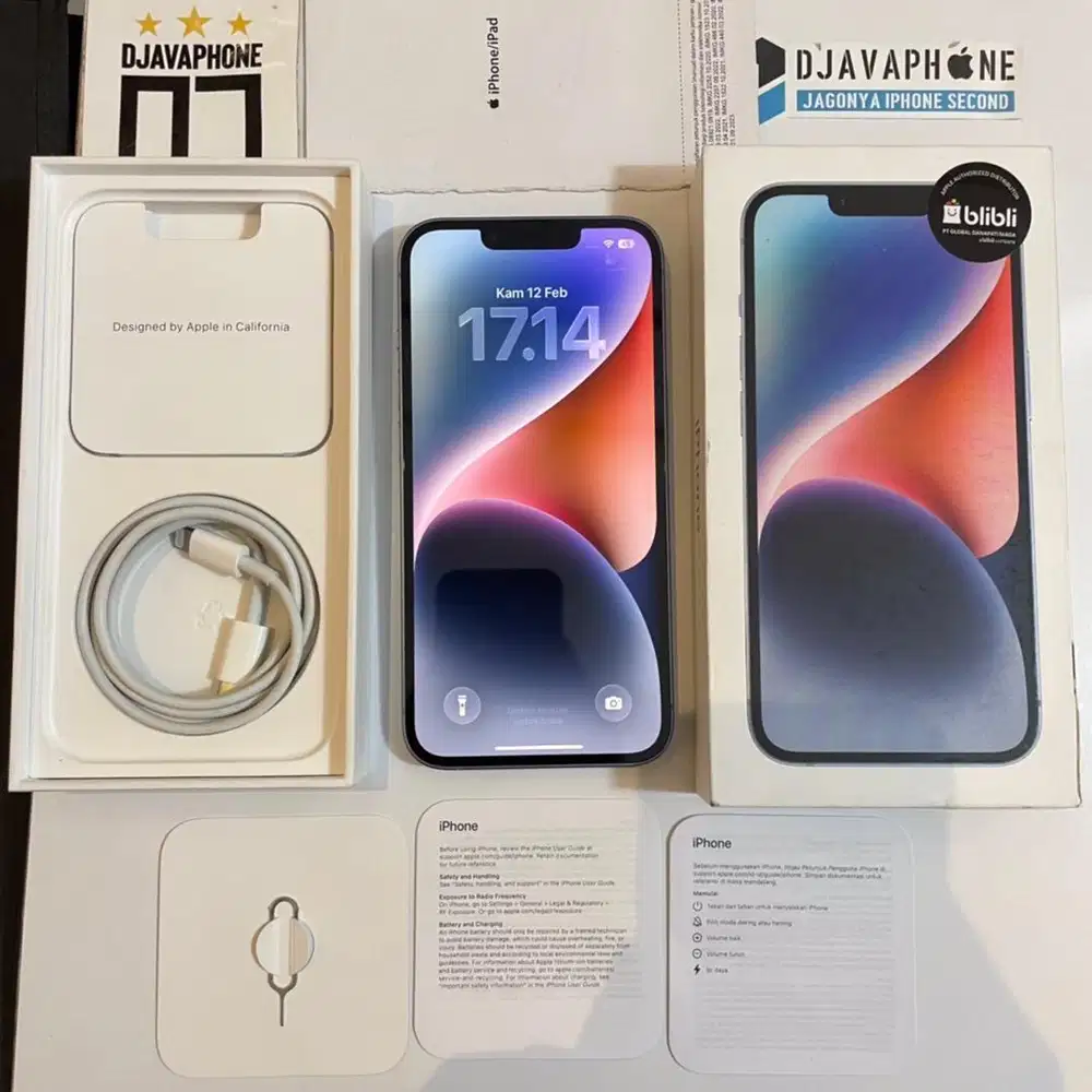 iPhone 14 Blue 128GB BH 100% Garansi Resmi iBox 3 Februari 2027