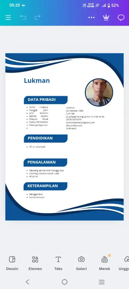 Saya lagi cari kerja