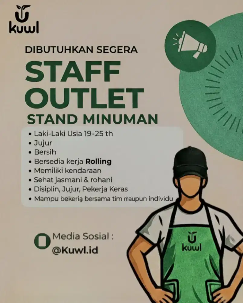 Lowongan Jaga Stand Outlet Minuman (baca deskripsi iklan)