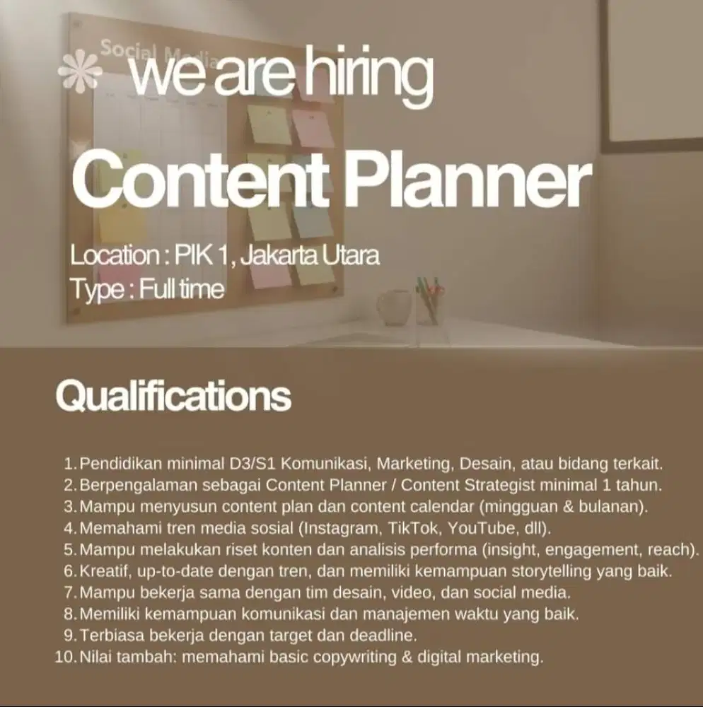 Lowongan Kerja Content Planner