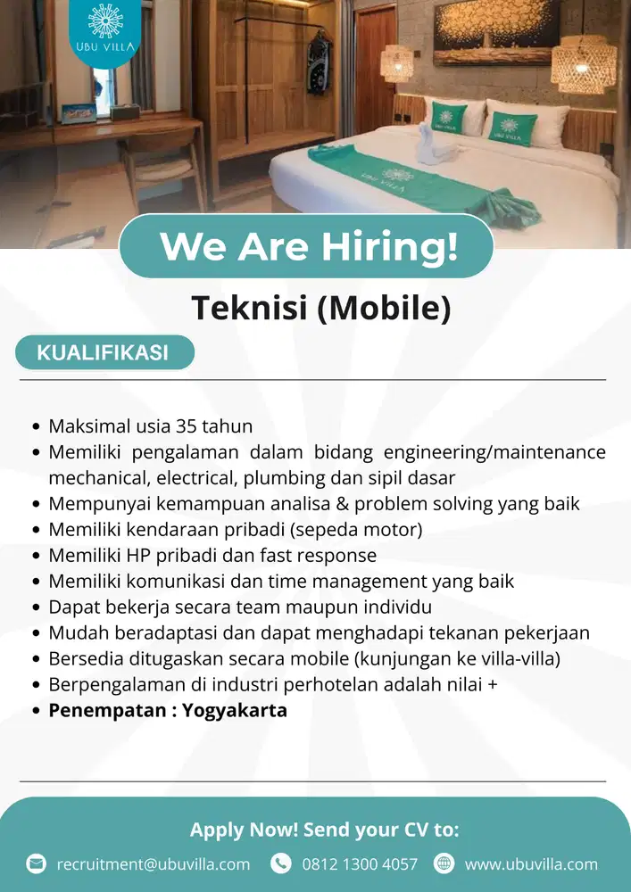 Lowongan Kerja - Teknisi Villa