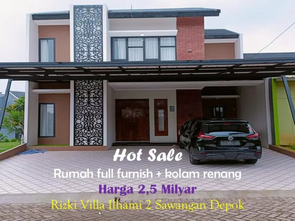 Rumah mewah ada kolam renang di Sawangan Depok Full Furnsihed