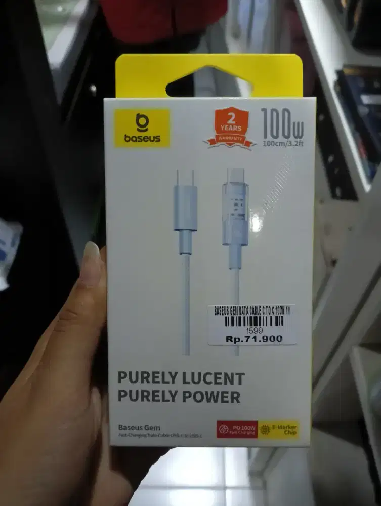 BASEUS GEM DATA CABLE C TO C 100W | ATLANTIS DAHSYAT