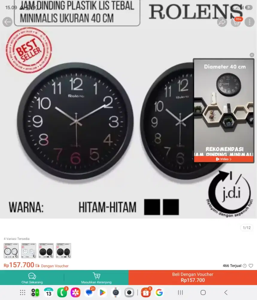 Koleksi simpanan jual nih jam dinding rolens 40 cm gede tebal asli ori