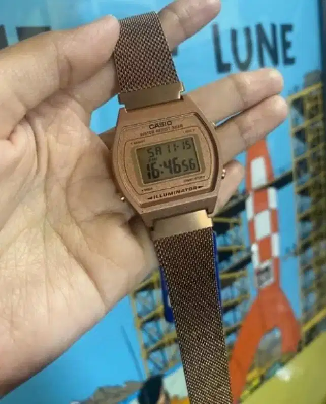 New Casio B640W Rosegold Mesh Watch women Vintage Original