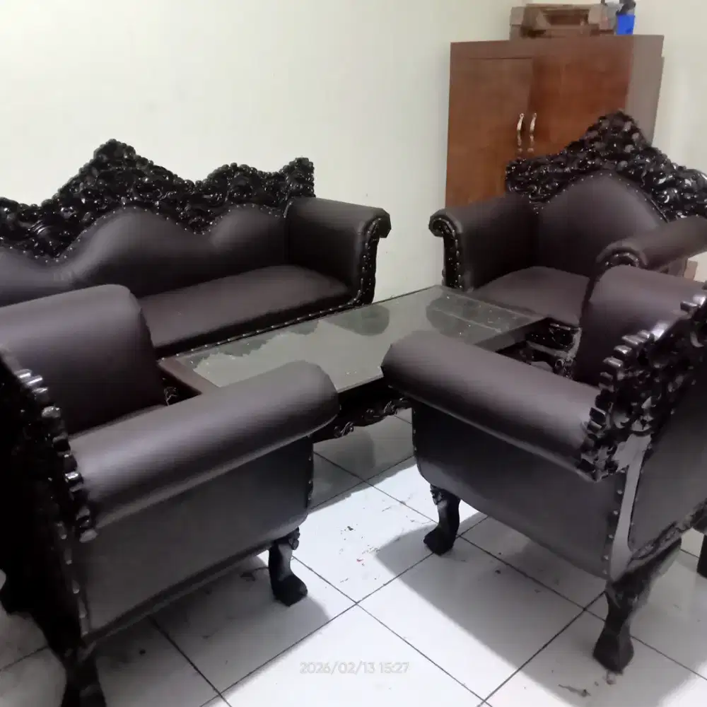 Meja kursi antik kayu jati tua bekas dah melamin seperti baru