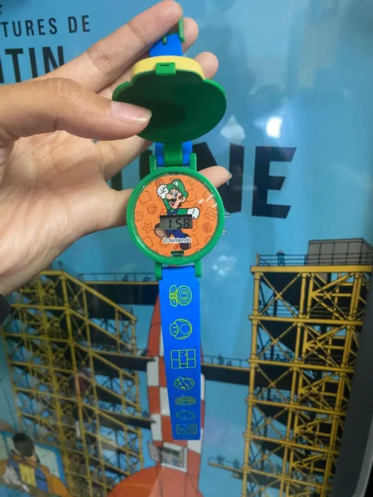 New Koleksi Jam Gashapon Luigi 1-up Mushroom Super Mario Bros Japan